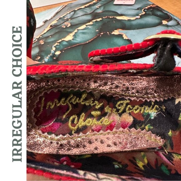 Irregular Choice Floral Heels | Red Black Mary Jane Style | Retro Statement Shoe - Picture 11 of 12